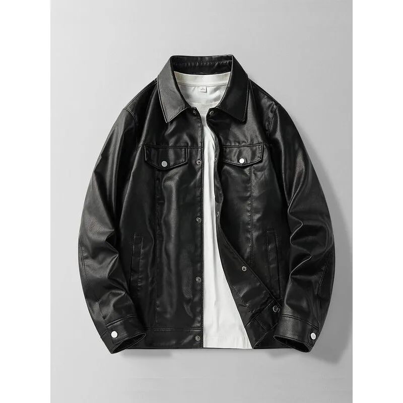 Classic Black Leather Jacket Turn-down Collar Cross-Border Men's Fashion Spring Season Five-Quarter Sleeve Other Material
Classic Black Leather Jacket Turn-down Collar Cross-Border Men's Fashion Spring Season Five-Quarter Sleeve Other Material