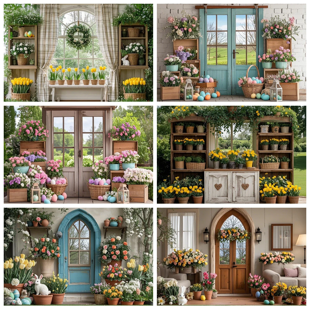Arched Wooden Door Happy Easter Day Photography Background Green Grass Tulip Garden Flowers Cartoon Rabbit Eggs Photo Backdrops
Arched Wooden Door Happy Easter Day Photography Background Green Grass Tulip Garden Flowers Cartoon Rabbit Eggs Photo Backdrops