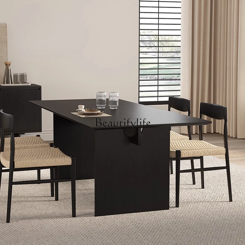 Wabi Sansi solid wood black retro Japanese simple villa rectangular dining table desk
Wabi Sansi solid wood black retro Japanese simple villa rectangular dining table desk