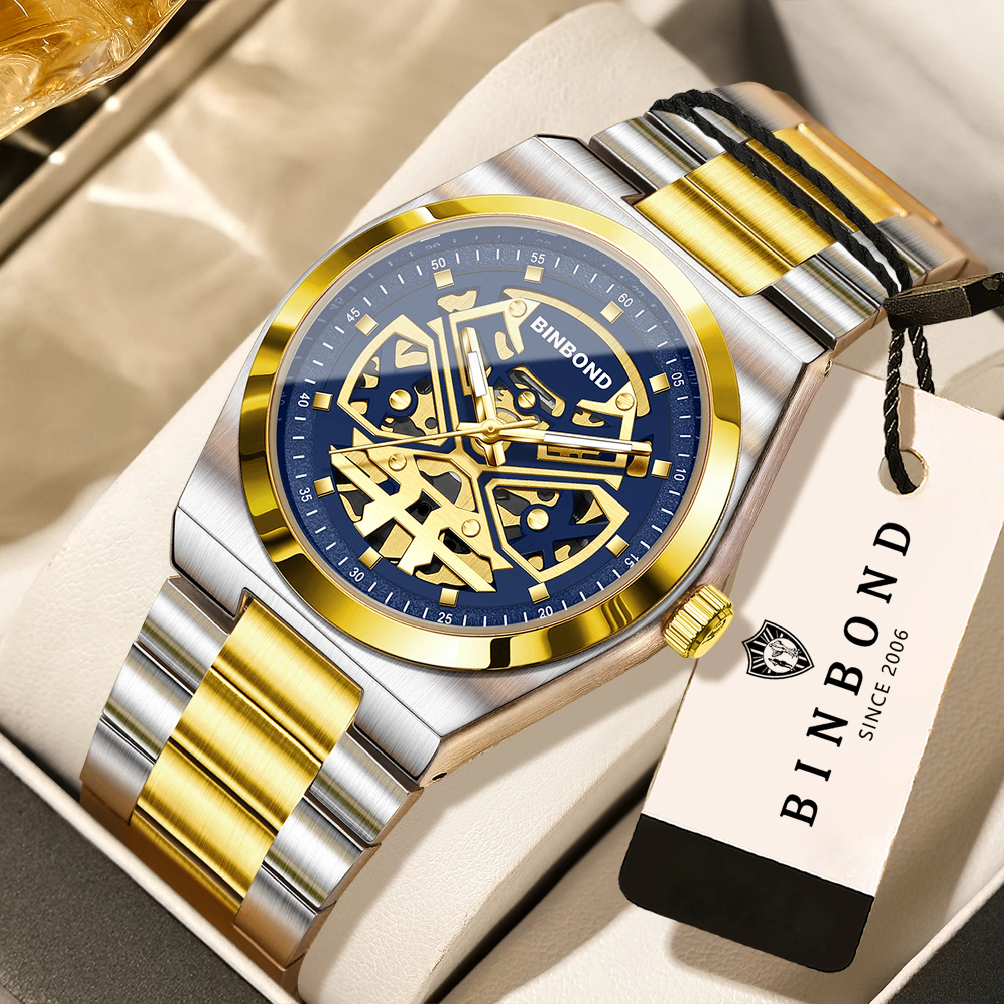 BINBOND Luxury hollow out Scratch-resistant quartz watches for men luminous waterproof men's watch casual reloj wristwatch
BINBOND Luxury hollow out Scratch-resistant quartz watches for men luminous waterproof men's watch casual reloj wristwatch