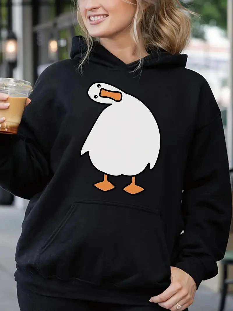 Cartoon Duck Print Casual Hooded Sweatshirt Long Sleeves With Front Pockets Hoodie Women's Clothing
Cartoon Duck Print Casual Hooded Sweatshirt Long Sleeves With Front Pockets Hoodie Women's Clothing
