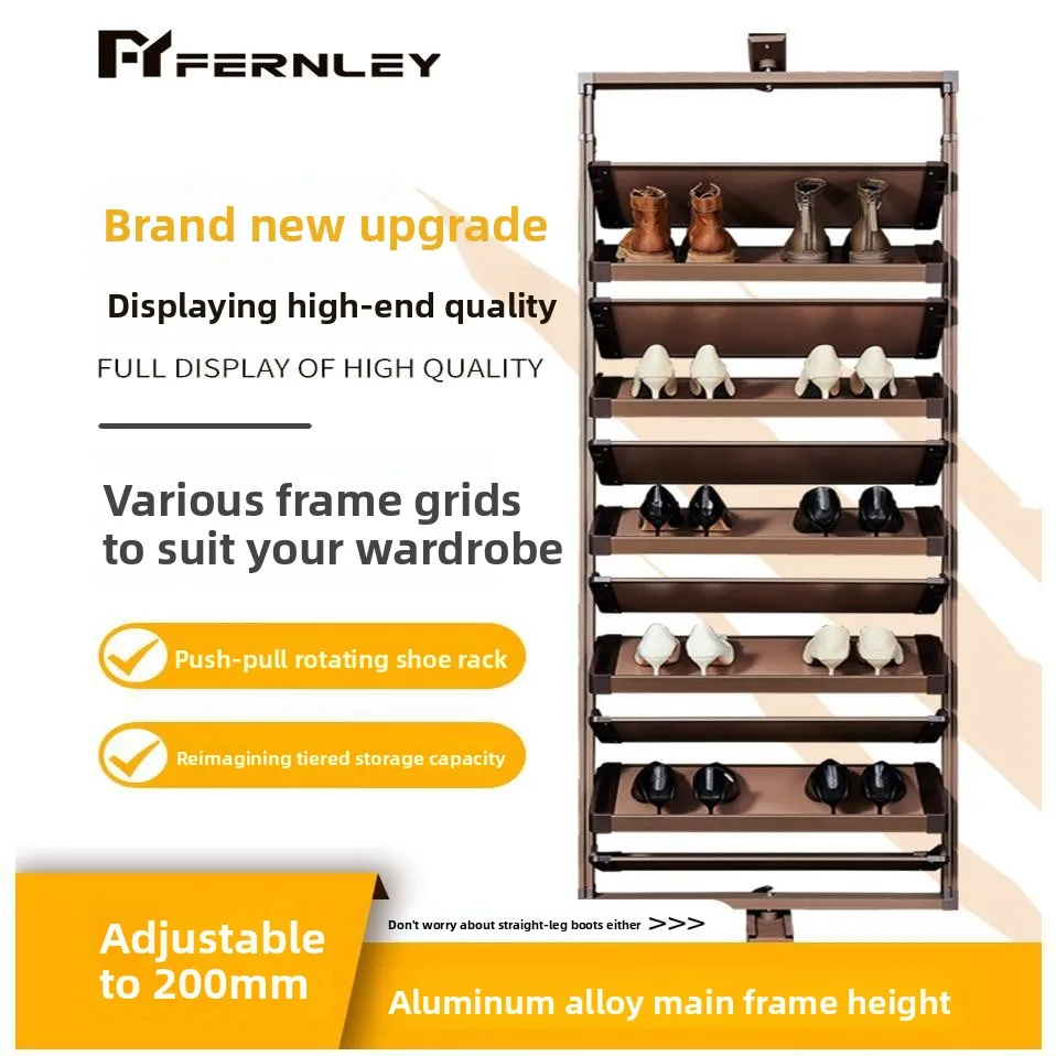 Hxl rotating shoe rack for cabinets - pull-out, height-adjustable, built-in shoe organizer
Hxl rotating shoe rack for cabinets - pull-out, height-adjustable, built-in shoe organizer