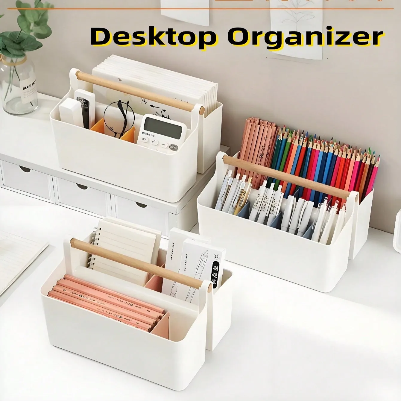 Desktop File Organizer Bin with Wooden Handle Multi Compartment Office Storage Caddy Magazine Book Paper Document Holder Countertop Stationery Storage Box for Home Office School
Desktop File Organizer Bin with Wooden Handle Multi Compartment Office Storage Caddy Magazine Book Paper Document Holder Countertop Stationery Storage Box for Home Office School