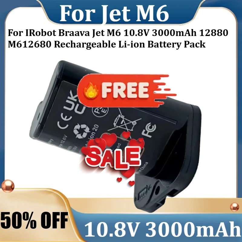 For IRobot Braava Jet M6 10.8V 3000mAh 12880 M612680 Rechargeable Li-ion Battery Pack Robot Mop Model ABL-C/M6
For IRobot Braava Jet M6 10.8V 3000mAh 12880 M612680 Rechargeable Li-ion Battery Pack Robot Mop Model ABL-C/M6