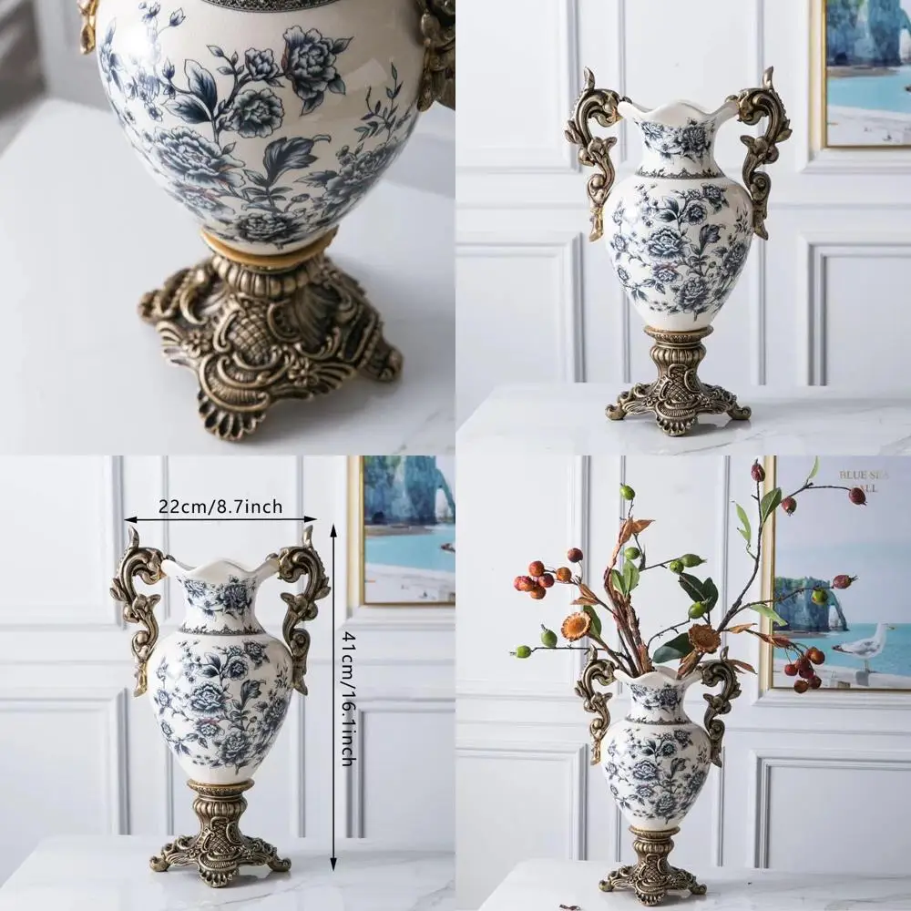 Элегантная большая керамическая ваза сине-белого цвета, высотой 16,5 дюймов, для стильного домашнего декора и сухоцветов
Элегантная большая керамическая ваза сине-белого цвета, высотой 16,5 дюймов, для стильного домашнего декора и сухоцветов