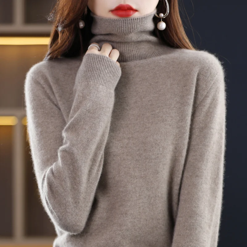 New Autumn And Winter Solid Color 100% Merino Cashmere Sweater Women Turtleneck Pullover Fashion Loose Sweater Women Trend
New Autumn And Winter Solid Color 100% Merino Cashmere Sweater Women Turtleneck Pullover Fashion Loose Sweater Women Trend
