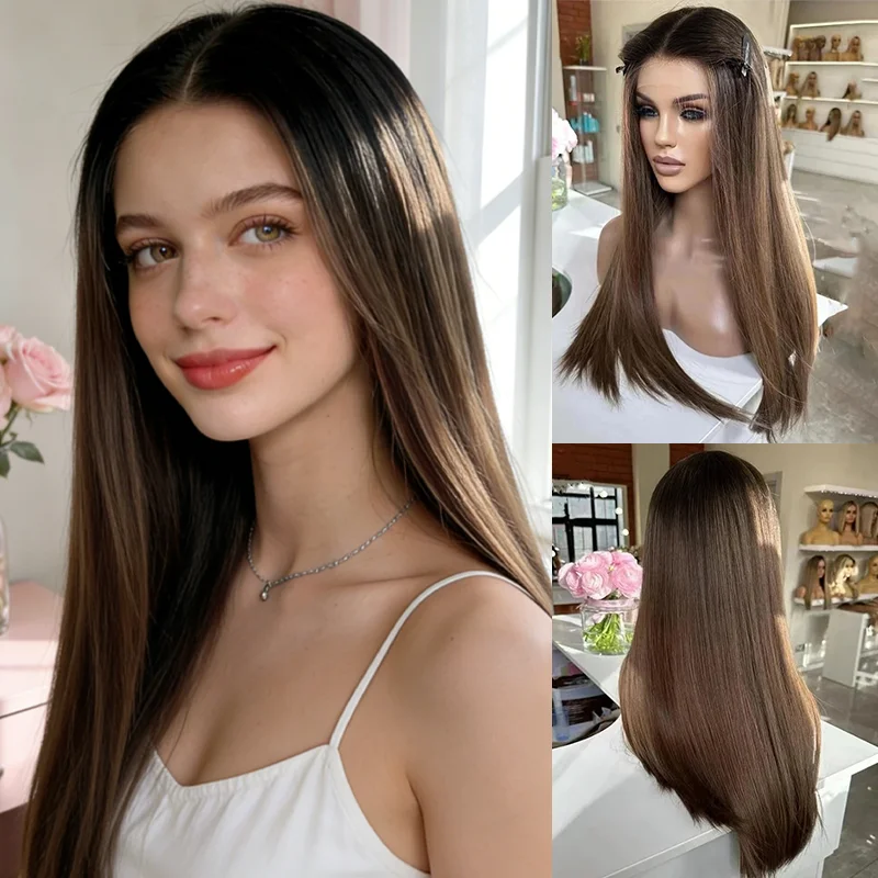 Cosplay female Synthetic Lace Wigs Ombre Brown Color Silky STraight Lace Frontal Wig 13x4 HD PrePlucked Hairline Light Ash Brown
Cosplay female Synthetic Lace Wigs Ombre Brown Color Silky STraight Lace Frontal Wig 13x4 HD PrePlucked Hairline Light Ash Brown