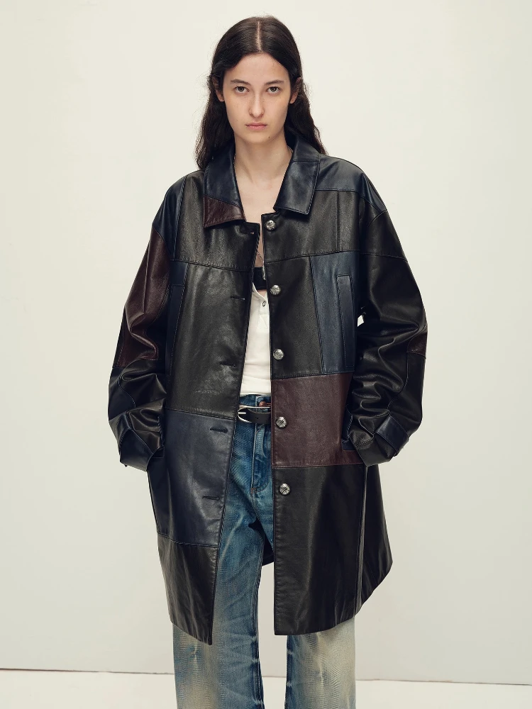 Mid-length Genuine Leather Quilted Jaket Women Autumn Winter High-end Simple Contrast Splicing Design Real Sheepskin Trench Coat
Mid-length Genuine Leather Quilted Jaket Women Autumn Winter High-end Simple Contrast Splicing Design Real Sheepskin Trench Coat
