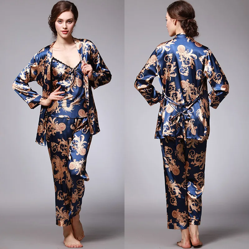 New silk ice silk couple pajamas ladies summer three-piece suit long-sleeved men's robe bathrobe home service
New silk ice silk couple pajamas ladies summer three-piece suit long-sleeved men's robe bathrobe home service