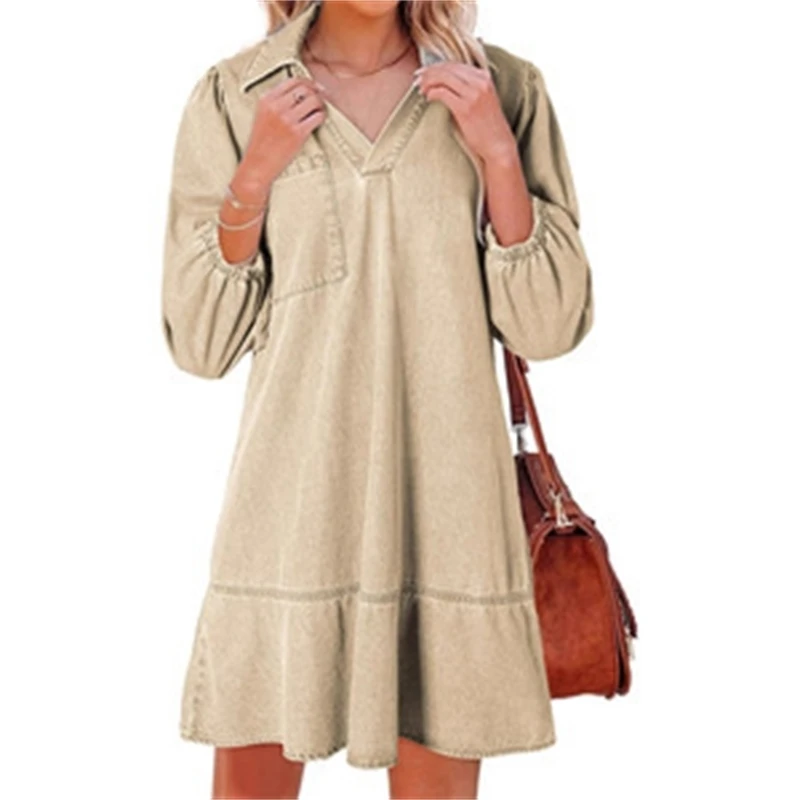 Женское повседневное джинсовое платье с v-образным вырезом и пышными рукавами, рукав три четверти, кукольный стиль, летняя мода, модное, удобное, легкое для
Женское повседневное джинсовое платье с v-образным вырезом и пышными рукавами, рукав три четверти, кукольный стиль, летняя мода, модное, удобное, легкое для