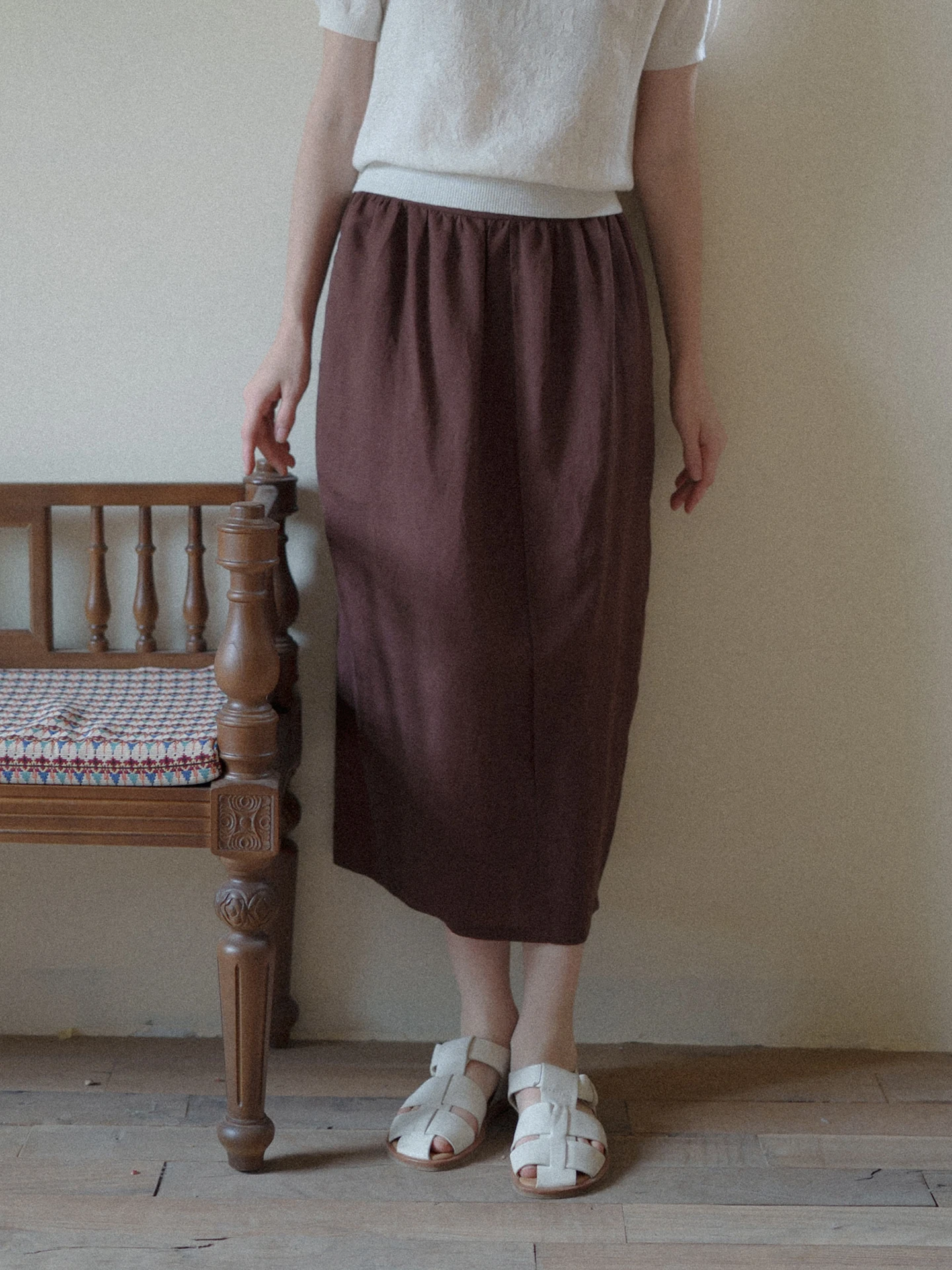 Retro Khaki Half Skirt Linen Elastic Waist Shape Slimming Midi Skirt MarchNoon High Waist Gored A-Line Skirt
Retro Khaki Half Skirt Linen Elastic Waist Shape Slimming Midi Skirt MarchNoon High Waist Gored A-Line Skirt