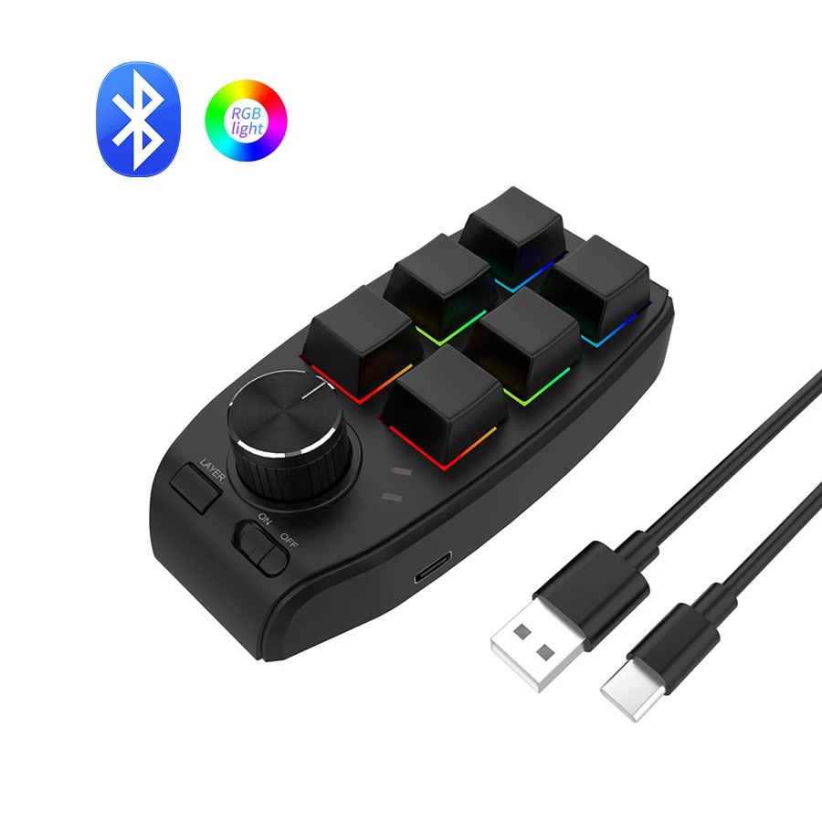6 Key 1 Knob Bluetooth Keyboard USB Macro Custom Mini Keypad Copy Paste DIY Mechanical Keyboard Gaming Drawing Portable Hot-swap
6 Key 1 Knob Bluetooth Keyboard USB Macro Custom Mini Keypad Copy Paste DIY Mechanical Keyboard Gaming Drawing Portable Hot-swap