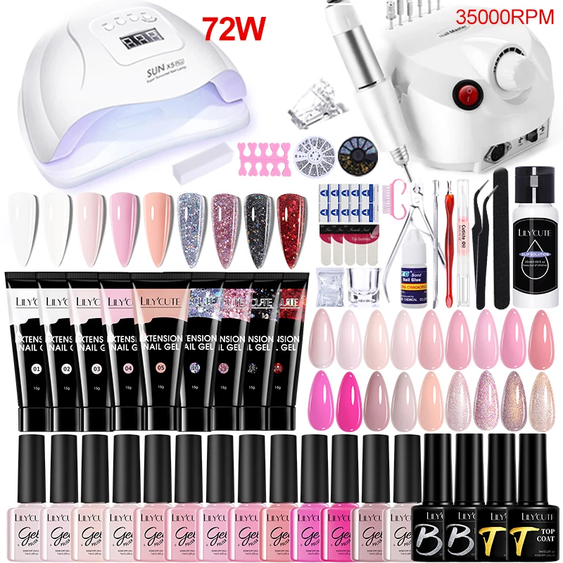 LILYCUTE Nail Manicure Set Semi-permanent Nail Extension Gel Nail Polish Acrylic Nail Gel Kit With UV Nail Lamp Nail Art Tools
LILYCUTE Nail Manicure Set Semi-permanent Nail Extension Gel Nail Polish Acrylic Nail Gel Kit With UV Nail Lamp Nail Art Tools