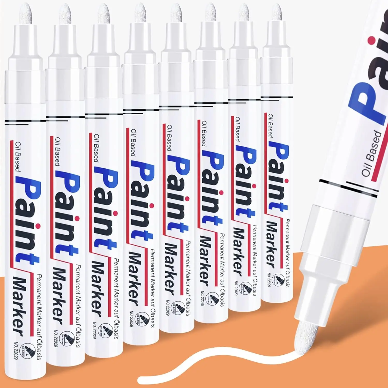 8 White Permanent Paint Markers - Waterproof Oil Based for Metal, Tire, Black Paper, Wood, Plastic, Rocks, Fabric - Medium Tip
8 White Permanent Paint Markers - Waterproof Oil Based for Metal, Tire, Black Paper, Wood, Plastic, Rocks, Fabric - Medium Tip