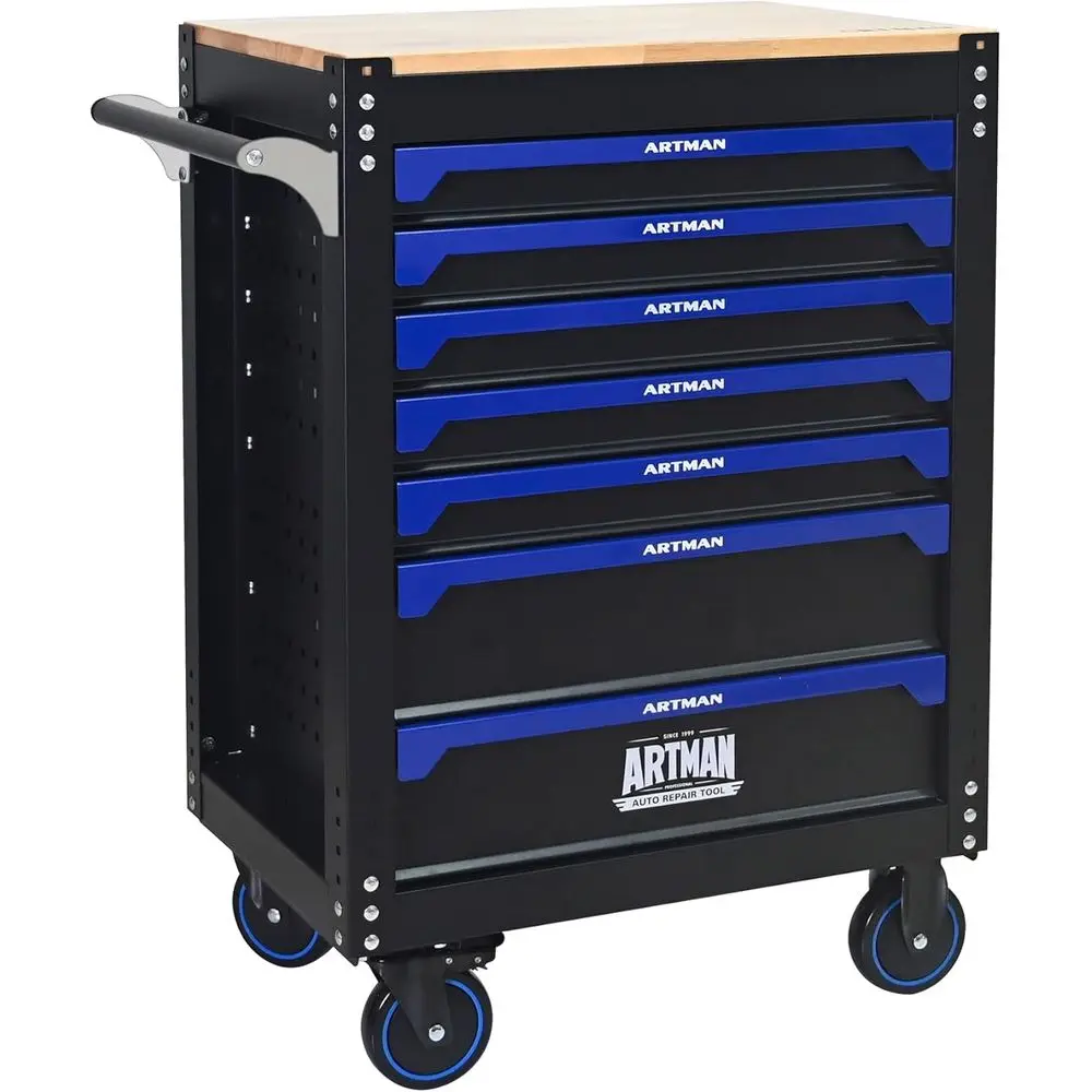 Heavy-Duty Mobile Metal Tool Chest with Locking Wheels, Stainless Steel Worktop, Garage Storage Cabinet (Black-Blue, 7-Drawers,
Heavy-Duty Mobile Metal Tool Chest with Locking Wheels, Stainless Steel Worktop, Garage Storage Cabinet (Black-Blue, 7-Drawers,