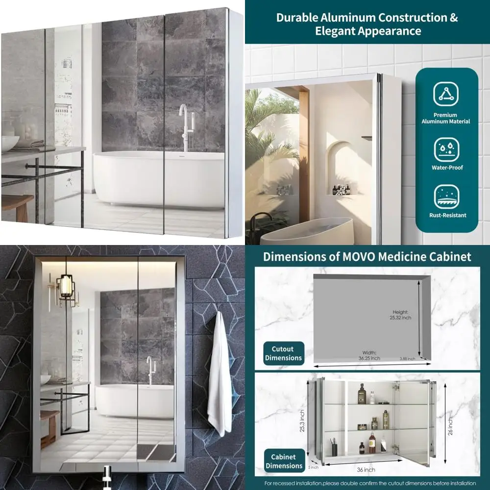 Aluminum 36x26 Medicine Cabinet with Mirror and Adjustable Shelves for Bathroom
Aluminum 36x26 Medicine Cabinet with Mirror and Adjustable Shelves for Bathroom