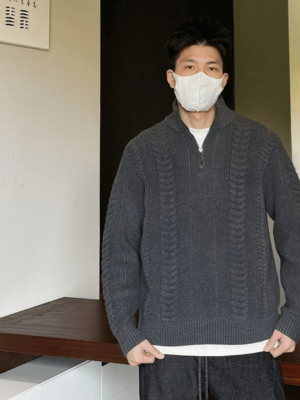 Мужской вязаный свитер с высоким воротником и узором «пшеница», повседневный, для ношения под одеждой, из полиэфирного волокна, зимний, модный топ
Мужской вязаный свитер с высоким воротником и узором «пшеница», повседневный, для ношения под одеждой, из полиэфирного волокна, зимний, модный топ