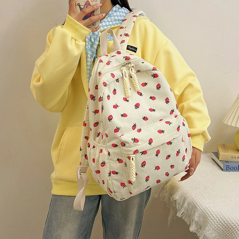 Вельветовый рюкзак с клубникой, студенческий школьный рюкзак большой емкости, модный подростковый рюкзак, дорожный рюкзак, повседневный школьный рюкзак
Вельветовый рюкзак с клубникой, студенческий школьный рюкзак большой емкости, модный подростковый рюкзак, дорожный рюкзак, повседневный школьный рюкзак