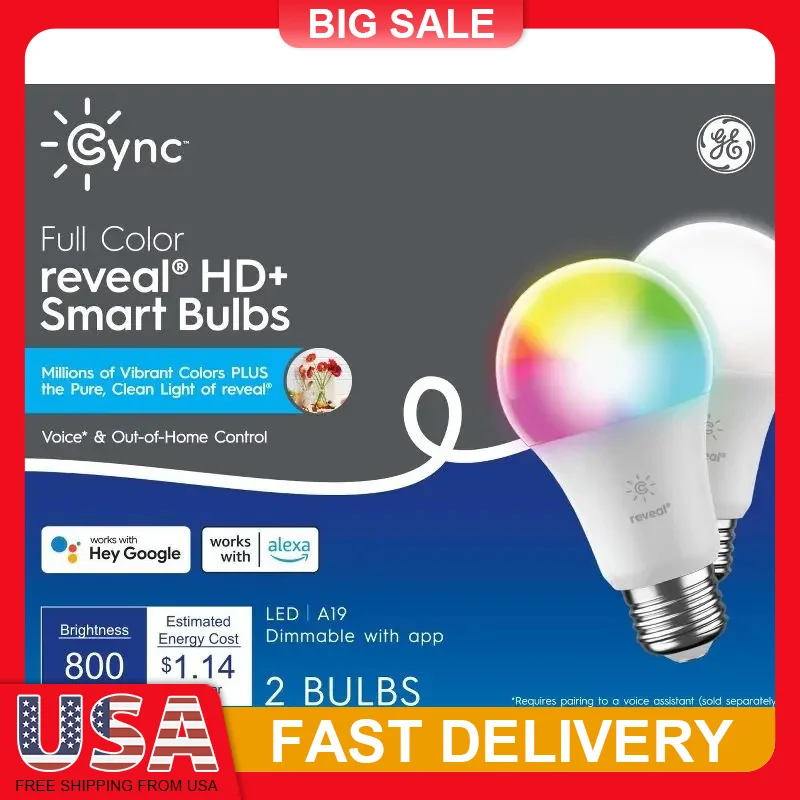 2 Pack Smart LED Light Bulbs A21 E26 Color Changing Dimmable Voice Control Alexa Google Home for Kitchen Bedroom Living Room
2 Pack Smart LED Light Bulbs A21 E26 Color Changing Dimmable Voice Control Alexa Google Home for Kitchen Bedroom Living Room