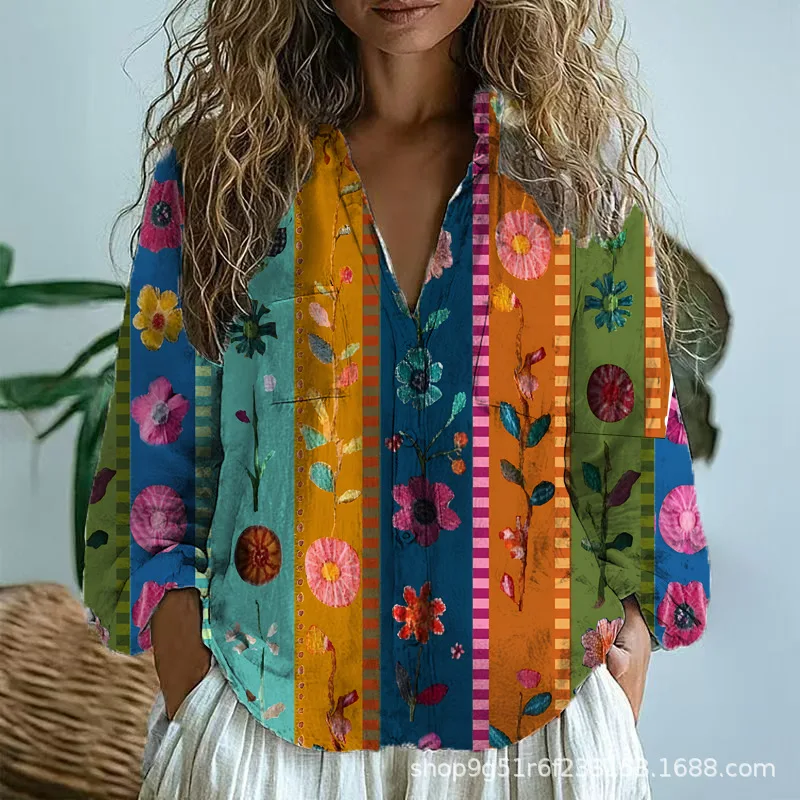 Women Blouses Shirts Tops Single Breasted Print Floral Casual Turn Down Collar Y2k Full Sleeve Shirt Work Elegant 2025 Summer
Women Blouses Shirts Tops Single Breasted Print Floral Casual Turn Down Collar Y2k Full Sleeve Shirt Work Elegant 2025 Summer