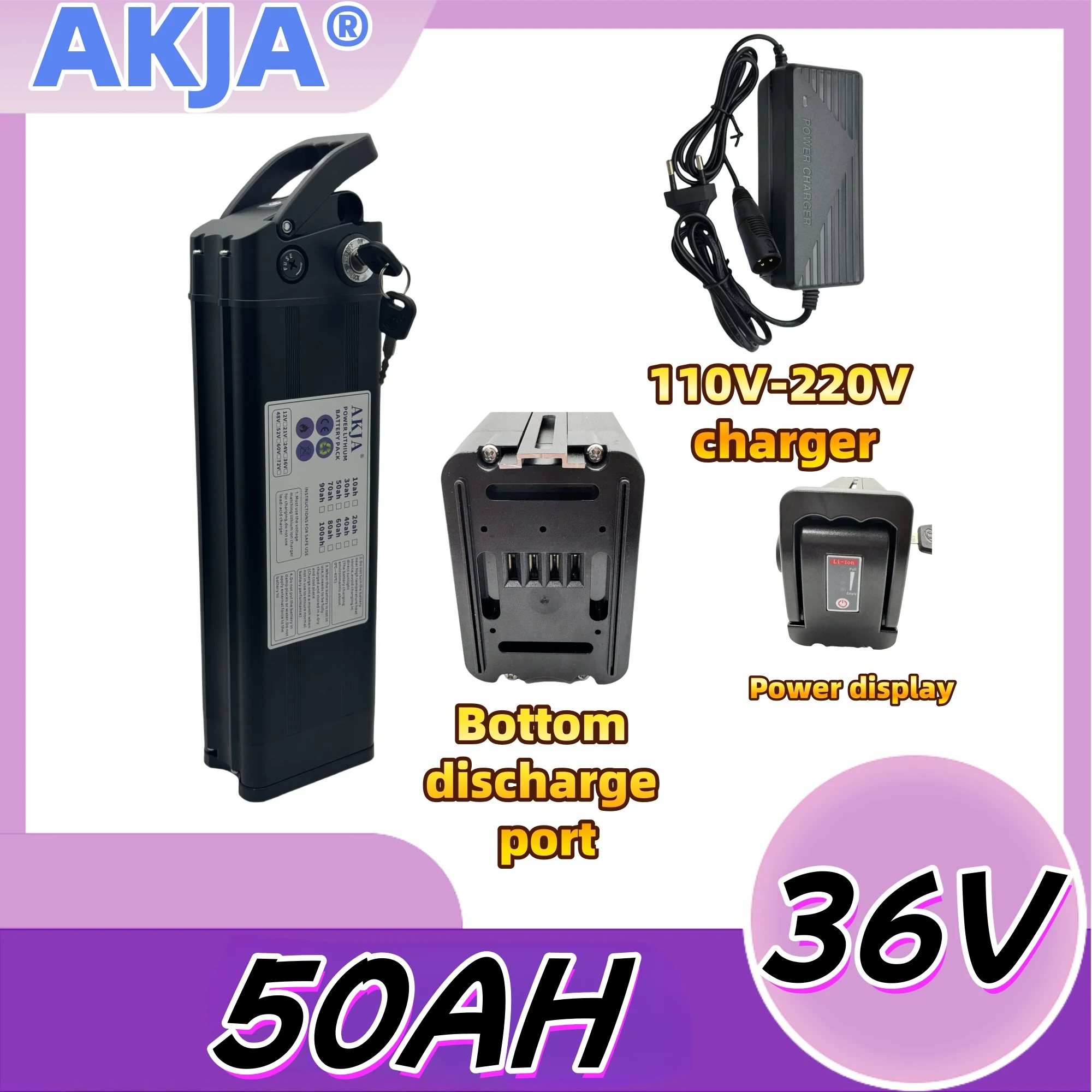 Air fast transportation,36V50AH,18650 high-capacity lithium battery pack,Suitable for Silver Fish motors below 3000W
Air fast transportation,36V50AH,18650 high-capacity lithium battery pack,Suitable for Silver Fish motors below 3000W