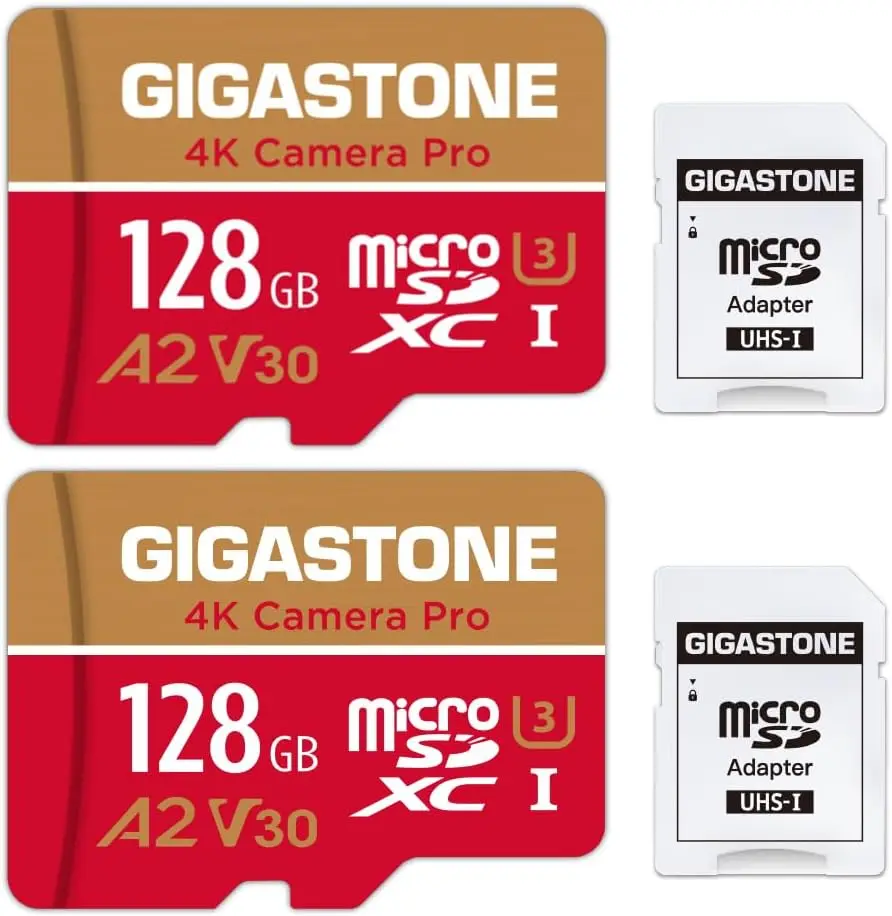 Memory Card 128GB 2 Pack 4K Pro Camera, U3 V30 Micro SDXC Card 100MB/s for GoPro Switch, with SD Adapter
Memory Card 128GB 2 Pack 4K Pro Camera, U3 V30 Micro SDXC Card 100MB/s for GoPro Switch, with SD Adapter