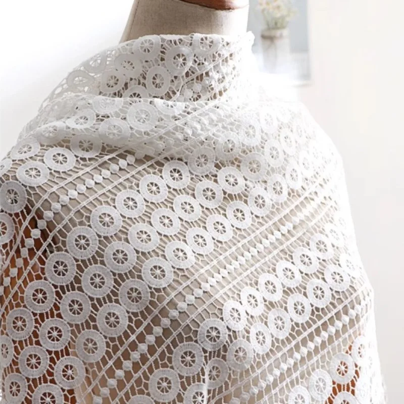 White Embroidered Lace Fabric with Cutout Design Water-Soluble Material Bridal Dresses DIY Crafts Home Decor Sewing Accessories
White Embroidered Lace Fabric with Cutout Design Water-Soluble Material Bridal Dresses DIY Crafts Home Decor Sewing Accessories