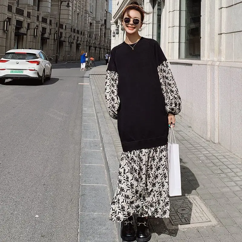 Temperament Printing Patchwork Casual Dresses Spring Autumn New Fake Two Pieces Loose Midi Dress Fashion Vintage Women Clothing
Temperament Printing Patchwork Casual Dresses Spring Autumn New Fake Two Pieces Loose Midi Dress Fashion Vintage Women Clothing