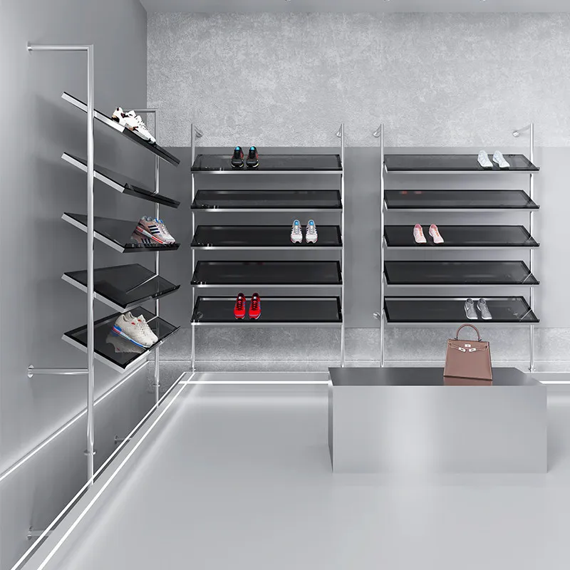 Shoe store rack display rack sneaker display rack stainless steel brushed shoe shelf beveled casual cabinet
Shoe store rack display rack sneaker display rack stainless steel brushed shoe shelf beveled casual cabinet