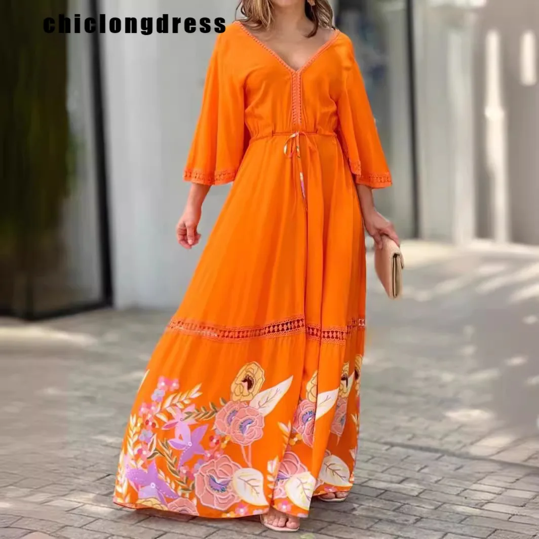 Summer Fashion Printed Long Dress Women Elegant V-neck Flared Sleeves High Waisted Printed Long Dress Women
Summer Fashion Printed Long Dress Women Elegant V-neck Flared Sleeves High Waisted Printed Long Dress Women