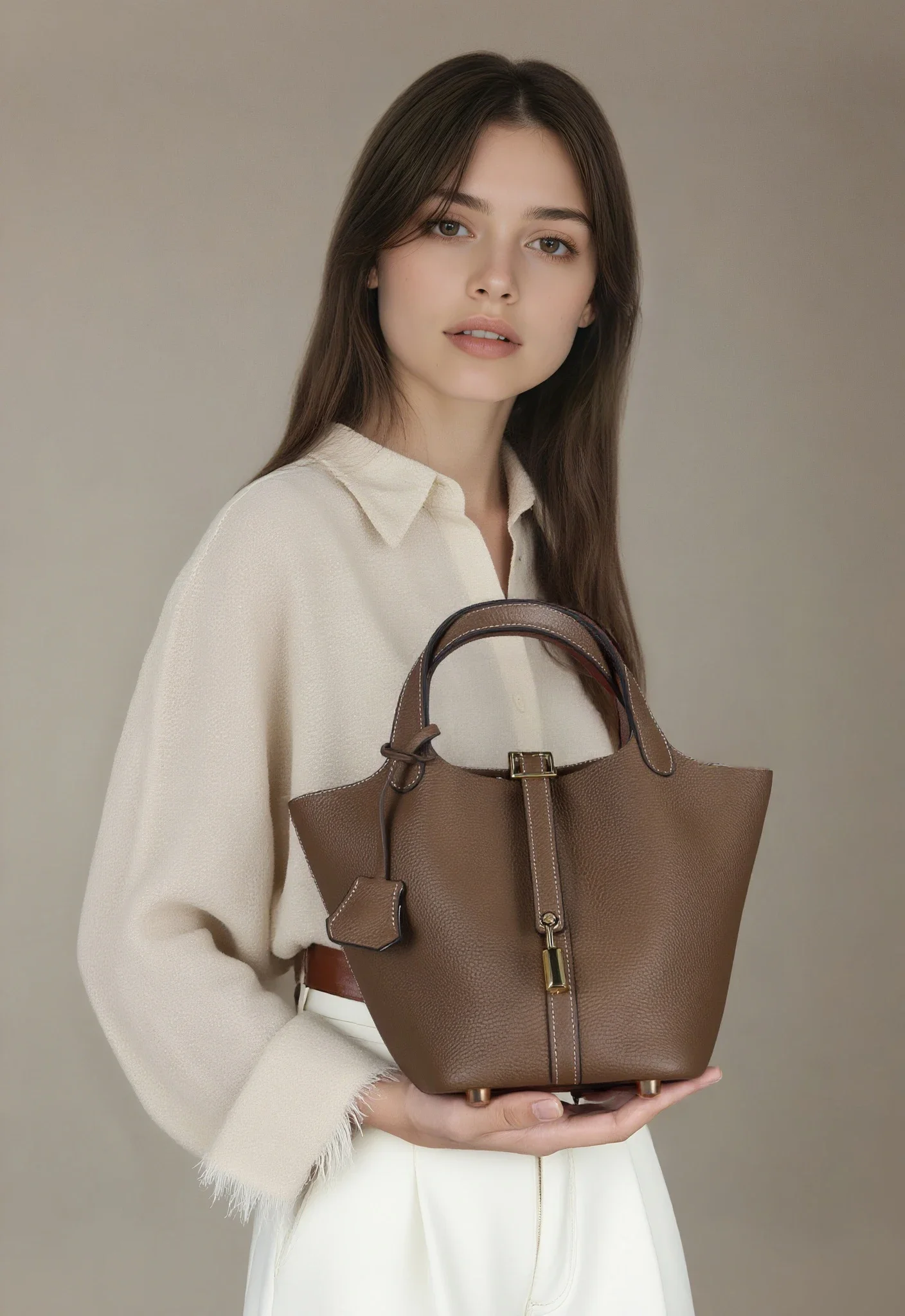 2025 Casual Fashion Female Genuine Leather Bucket Bag Luxury Handbag High-End Tote Bag Woman Cow Leather Mommy Bag & Metal Lock
2025 Casual Fashion Female Genuine Leather Bucket Bag Luxury Handbag High-End Tote Bag Woman Cow Leather Mommy Bag & Metal Lock