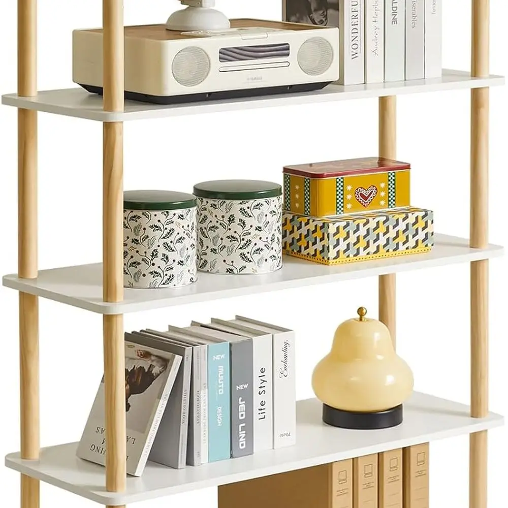Современный деревянный книжный шкаф с 5 полками — белый отдельно стоящий органайзер для хранения для домашнего офиса, гостиной и спальни
Современный деревянный книжный шкаф с 5 полками — белый отдельно стоящий органайзер для хранения для домашнего офиса, гостиной и спальни