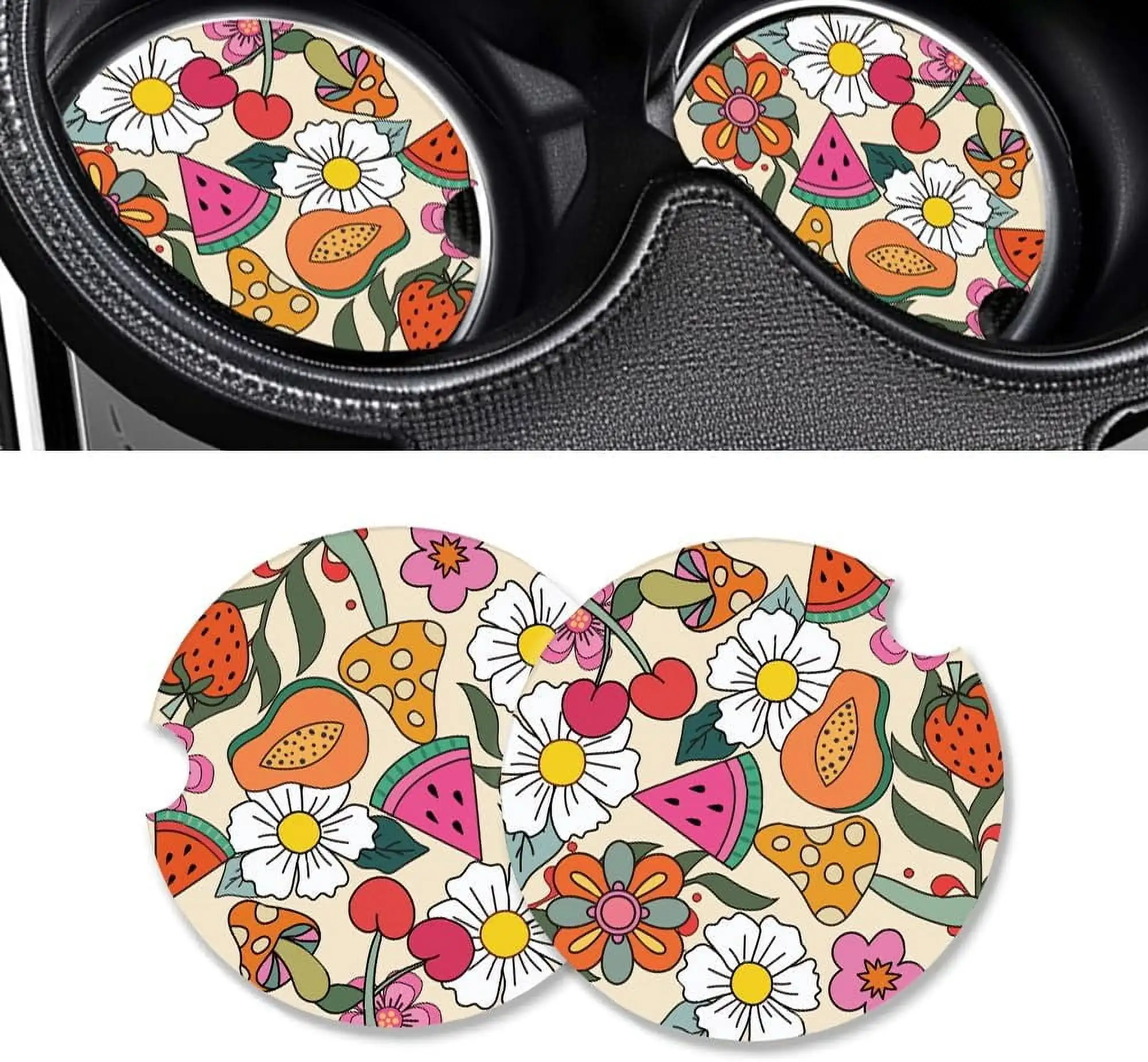 2Pcs Car Cup Holder Coaster Fruits Flower Ceramic Car Coasters Universal Anti Slip Insert Coaster with A Finger Notch Fashion
2Pcs Car Cup Holder Coaster Fruits Flower Ceramic Car Coasters Universal Anti Slip Insert Coaster with A Finger Notch Fashion