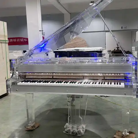 Custom Order, Silver Acrylic Grand Piano with Autoplayer System 152cm~275cm, Logo Customized