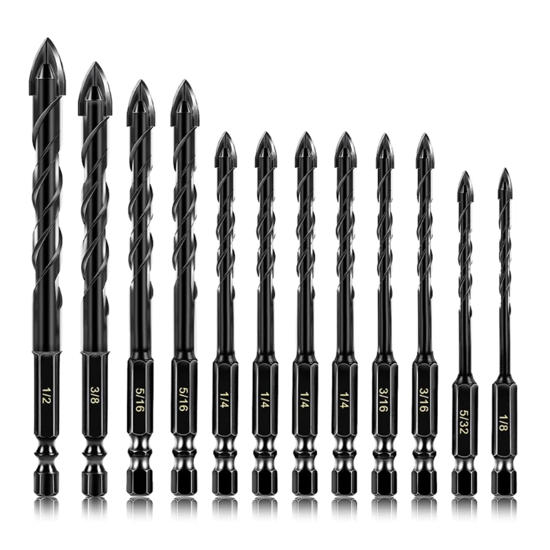 12Pcs Drill Bit Set for Drilling in Concrete and Glass with High Durability 601A
12Pcs Drill Bit Set for Drilling in Concrete and Glass with High Durability 601A