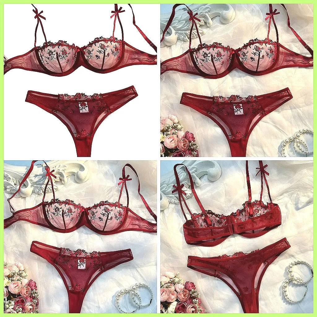 New Women's See-Through Lingerie Set: Push Up Bra & Thong with Embroidery & Bowknot for Everyday Wear
New Women's See-Through Lingerie Set: Push Up Bra & Thong with Embroidery & Bowknot for Everyday Wear