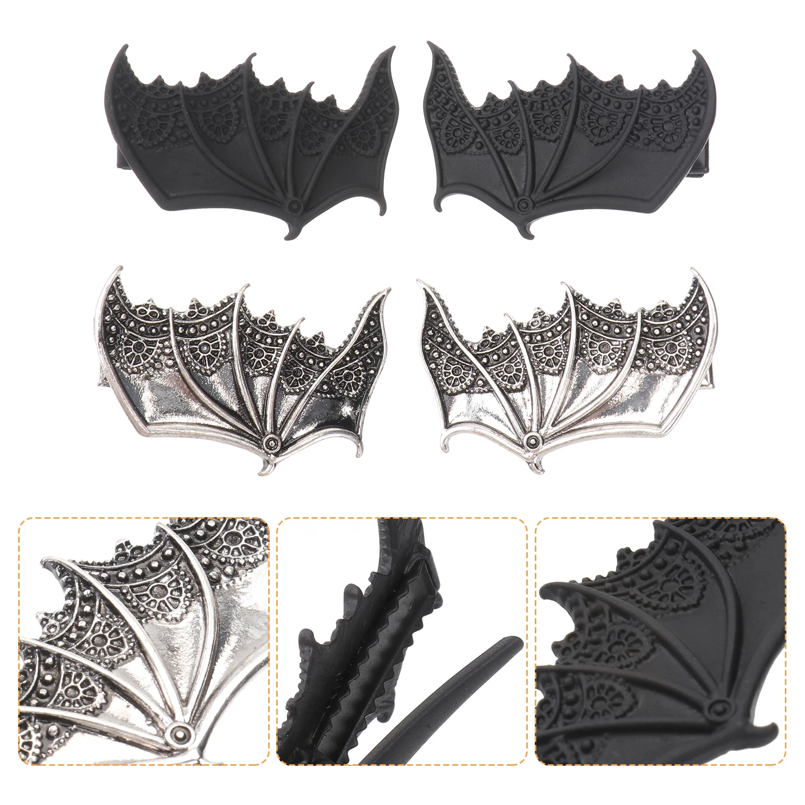 2 Pairs Bat Hair Clips Black Silver Punk Wing Hairband Halloween Decor Accessories for Girls Kids cosplay
2 Pairs Bat Hair Clips Black Silver Punk Wing Hairband Halloween Decor Accessories for Girls Kids cosplay