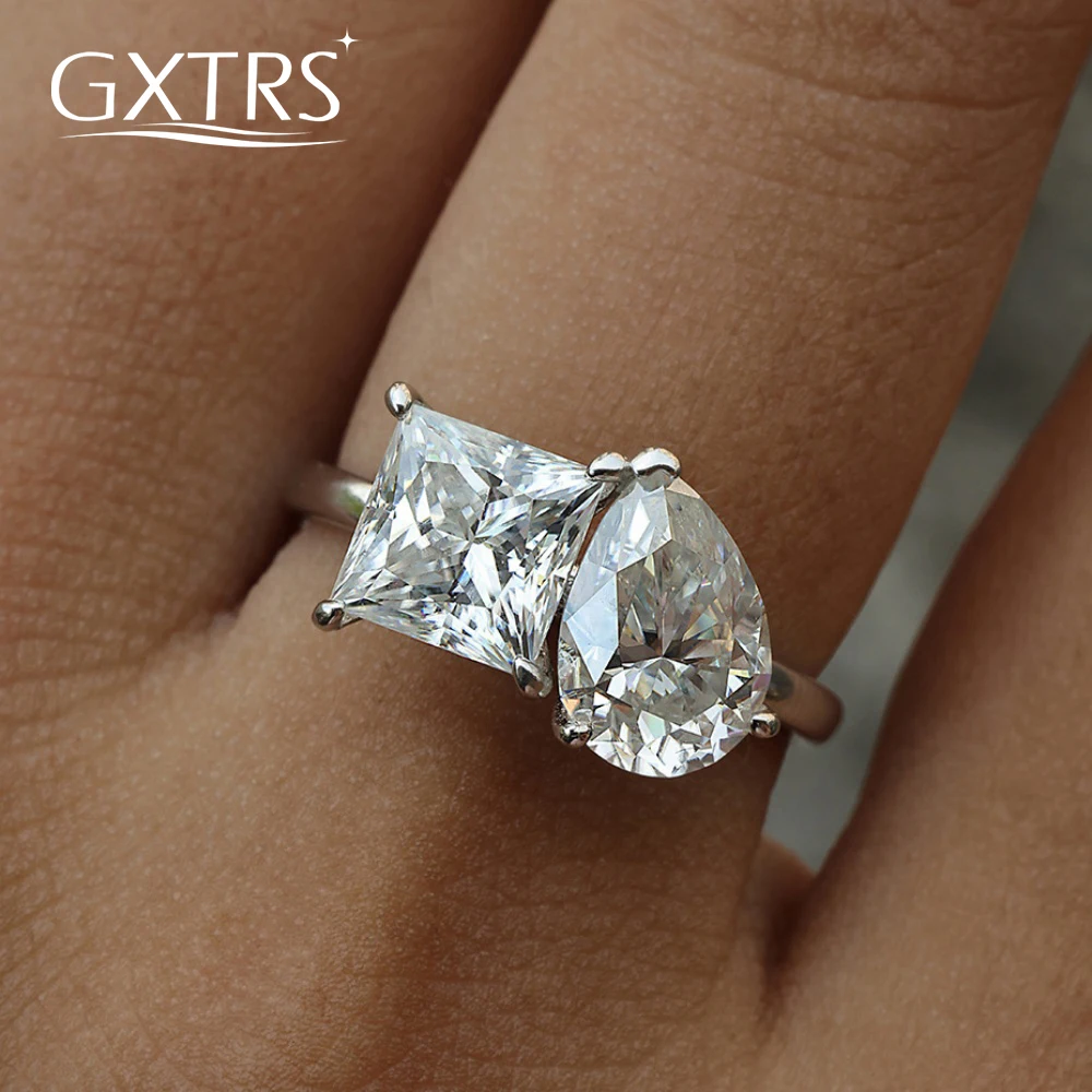GXTRS 4CTTW Pear/Princess Cut Moissanite Rings For Women S925 Silver Fashion 2 Stone Lab Diamond Wedding Band Jewelry Certified
GXTRS 4CTTW Pear/Princess Cut Moissanite Rings For Women S925 Silver Fashion 2 Stone Lab Diamond Wedding Band Jewelry Certified
