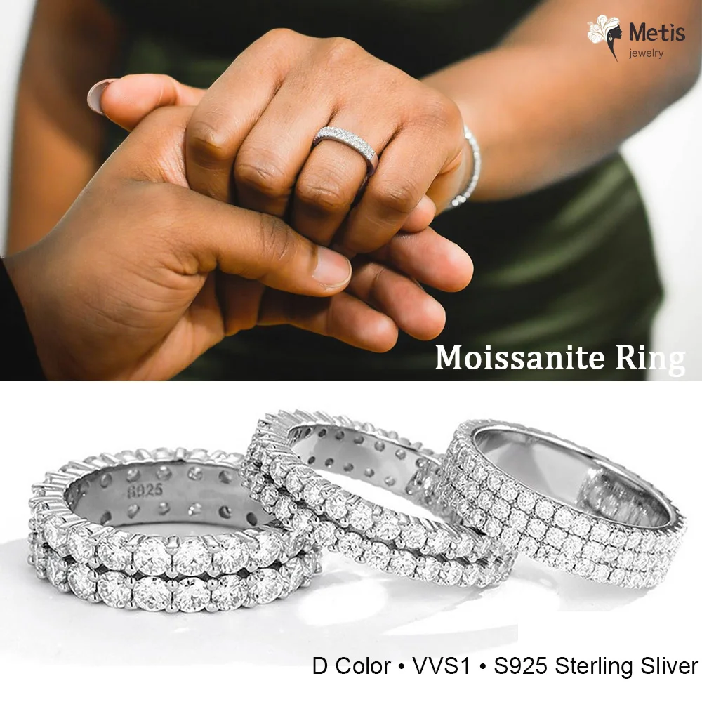 Full Moissanite Wedding Band S925 Sterling Sliver D Color VVS1 Plated 18k Anniversary Eternity Ring Hip Hop Rings for Women Men
Full Moissanite Wedding Band S925 Sterling Sliver D Color VVS1 Plated 18k Anniversary Eternity Ring Hip Hop Rings for Women Men