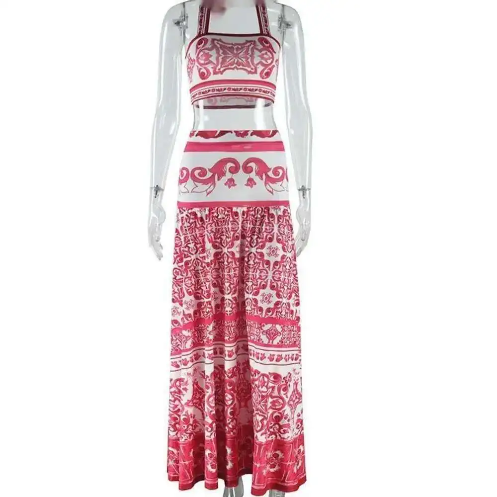 JAMERARY New Summer Holiday Floral Two Piece Women Sets Sexy Crop Tops Print A Line Maxi Skirts Suits 2pcs Outfits
JAMERARY New Summer Holiday Floral Two Piece Women Sets Sexy Crop Tops Print A Line Maxi Skirts Suits 2pcs Outfits