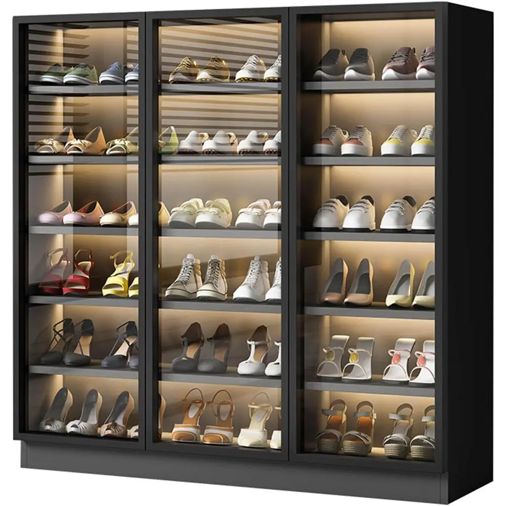 6-Tier Glass Shoe Cabinet with LED Lights and Adjustable Shelves for Stylish Storage in Entryway, Hallway, and Living Room
6-Tier Glass Shoe Cabinet with LED Lights and Adjustable Shelves for Stylish Storage in Entryway, Hallway, and Living Room
