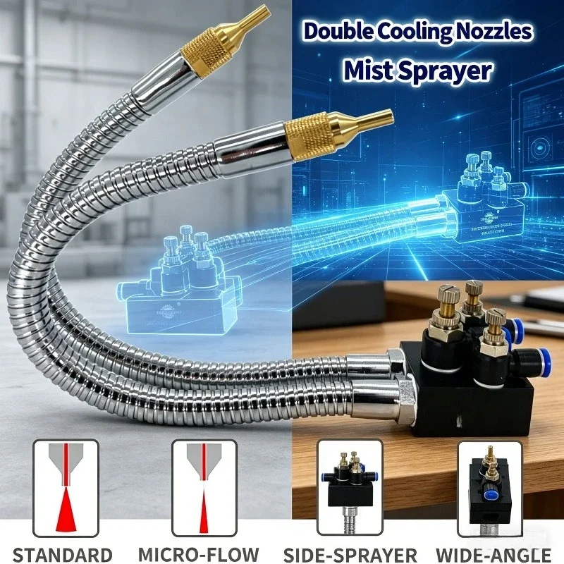 High Quality Mist Coolant Lubrication Spray System Unit CNC Lathe Milling Drill Engraving Sawing Machine Tool Two Nozzles Head
High Quality Mist Coolant Lubrication Spray System Unit CNC Lathe Milling Drill Engraving Sawing Machine Tool Two Nozzles Head