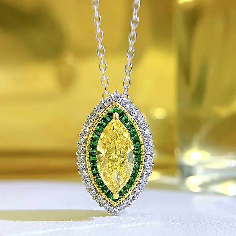 18K white gold necklace 6*13platinum PT950 yellow diamond horse eye pendant for women style fashionable and versatile
18K white gold necklace 6*13platinum PT950 yellow diamond horse eye pendant for women style fashionable and versatile