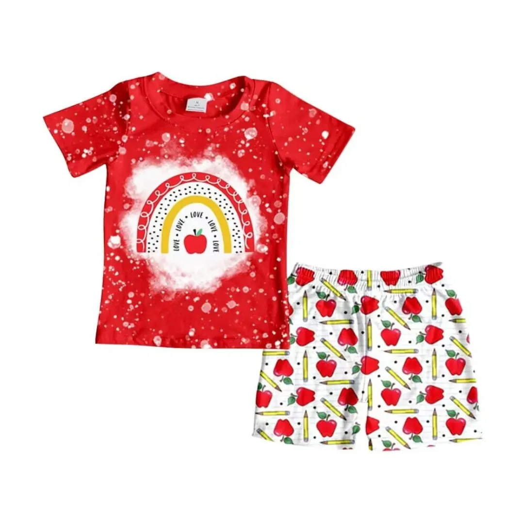 Back to School Boutique Girls Boys Clothes Summer Boys Short Sleeve Suit Red Top White Shorts Set of 2 Apple Pattern
Back to School Boutique Girls Boys Clothes Summer Boys Short Sleeve Suit Red Top White Shorts Set of 2 Apple Pattern