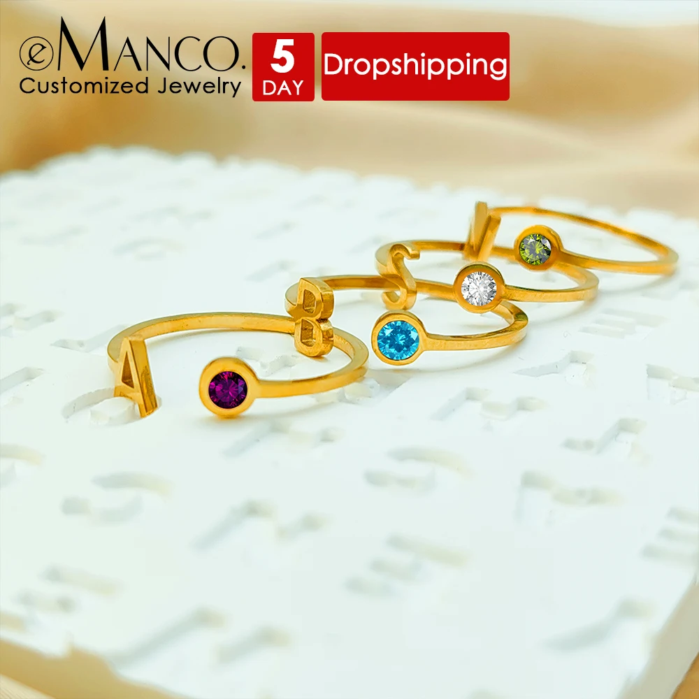 eManco Custom Open End Rings Colorful Birthstone Initial Rings Stainless Steel Gold Plated Jewelry Holiday Gifts
eManco Custom Open End Rings Colorful Birthstone Initial Rings Stainless Steel Gold Plated Jewelry Holiday Gifts