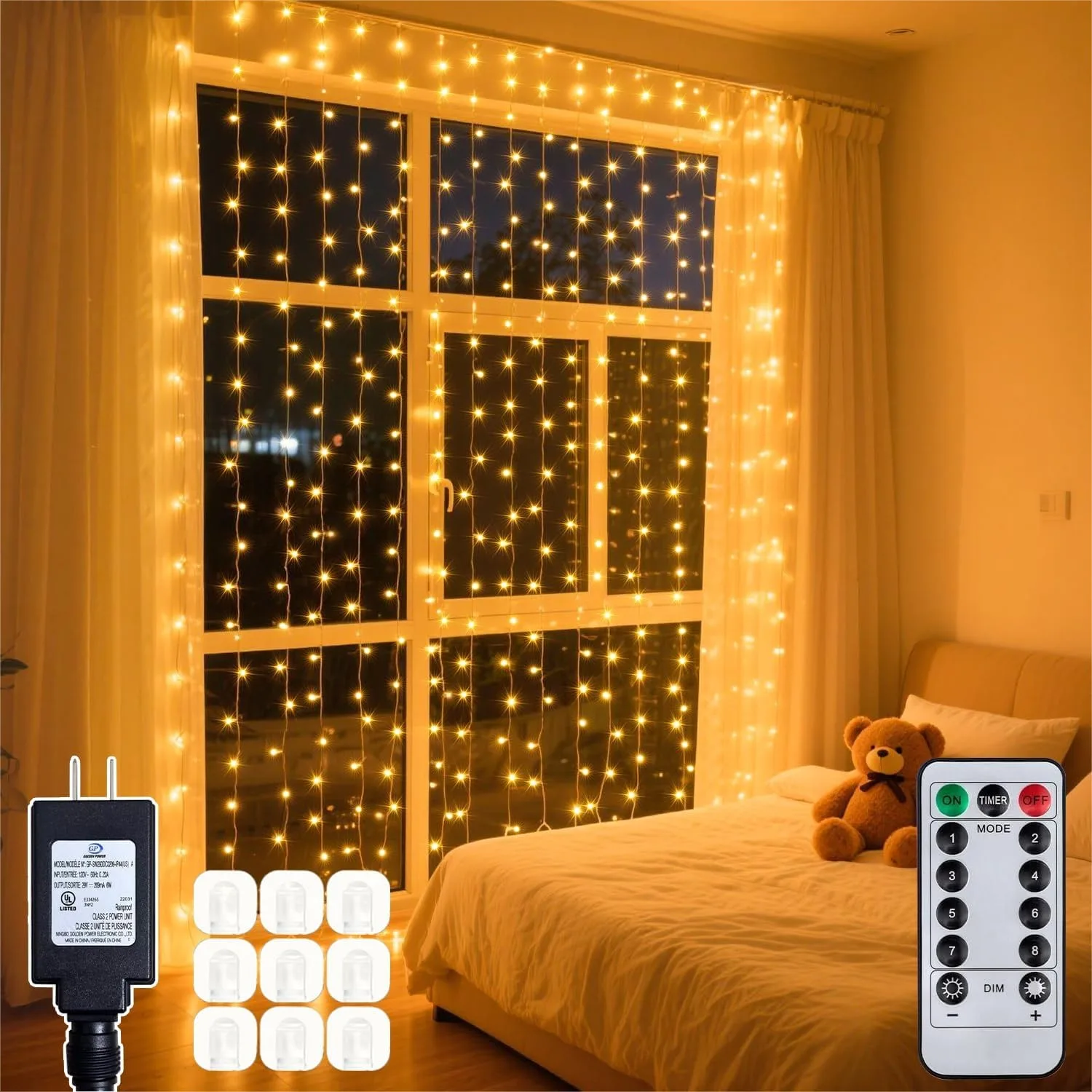 200 LED Curtain String Lights 9.8x6.6FT Plug In Fairy with Timer 8 Modes Window Wall Bedroom Wedding Party Indoor Outdoor Christmas Decor
200 LED Curtain String Lights 9.8x6.6FT Plug In Fairy with Timer 8 Modes Window Wall Bedroom Wedding Party Indoor Outdoor Christmas Decor