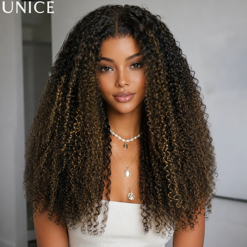 UNice 7x5 Bye Bye Slip™ Lace Black with Blonde and Caramel Highlights Kinky Curly Wig 100% Human Hair Glueless Wig Ready To Wear
UNice 7x5 Bye Bye Slip™ Lace Black with Blonde and Caramel Highlights Kinky Curly Wig 100% Human Hair Glueless Wig Ready To Wear