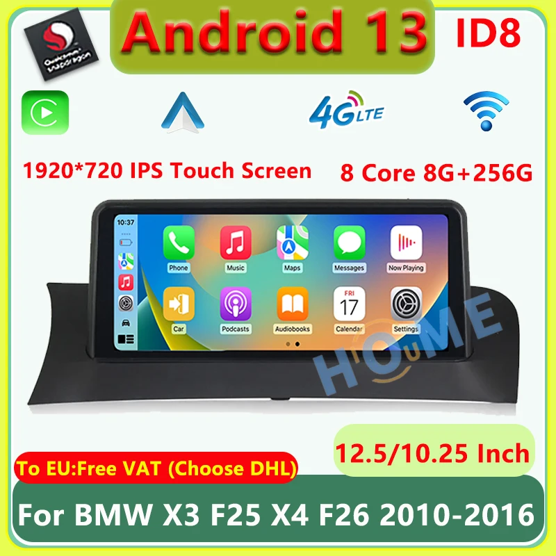 Qualcomm Android 13 Car Radio Multimedia Player For BMW X3 F25 X4 F26 GPS Navigation Built-in Carplay AUTO Head unit 2010-2018
Qualcomm Android 13 Car Radio Multimedia Player For BMW X3 F25 X4 F26 GPS Navigation Built-in Carplay AUTO Head unit 2010-2018