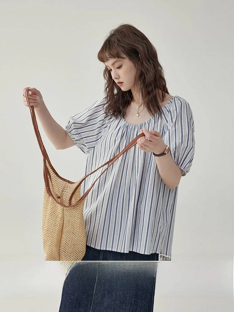 AMUU North Island Retro Square Collar Simple Striped Short Sleeve Bubble Sleeve Shirt Summer High-End Feeling Women's Blouse
AMUU North Island Retro Square Collar Simple Striped Short Sleeve Bubble Sleeve Shirt Summer High-End Feeling Women's Blouse