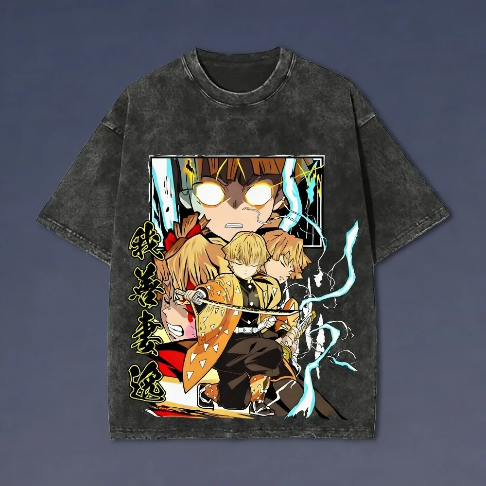 Demon Slayer Men's and Women's Washed T-Shirt Zenitsu Agatsuma Summer Spring Anime Tee Retro Distressed High-end Short Sleeve
Demon Slayer Men's and Women's Washed T-Shirt Zenitsu Agatsuma Summer Spring Anime Tee Retro Distressed High-end Short Sleeve